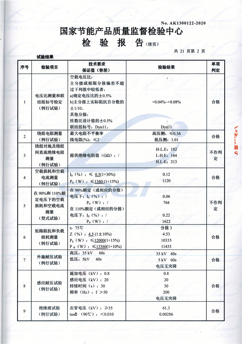 高低压试验报告-S11-1250鸡泽鸡泽鸡泽油浸式变压器-2.jpg